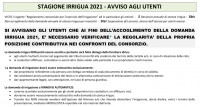 Stagione Irrigua 2021 - Domande di Utenza.